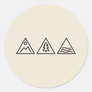 Wald-Gebirge-Meeres-Minimal-Dreiecke-Aufkleber Runder Aufkleber