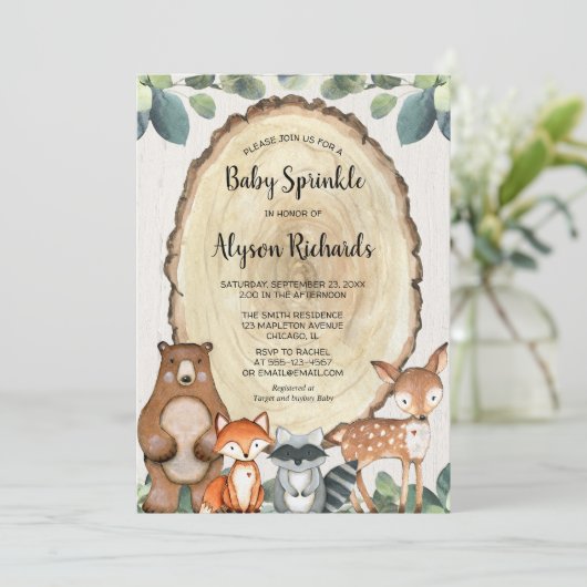 Wald-Genneutrale Babysprinkle Einladung (Stehend Vorderseite)