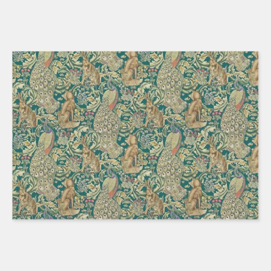 "Wald" Geschenkpapier Flachblatt-Set aus 3 Morris Set (Vorderseite 3)