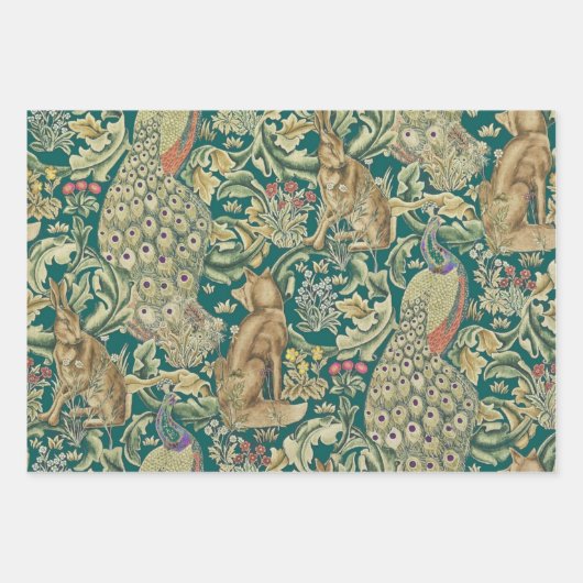 "Wald" Geschenkpapier Flachblatt-Set aus 3 Morris Set (Vorderseite)