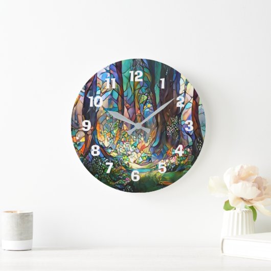 Wald gestanzt Glas Stil rund Uhr (Zuhause)