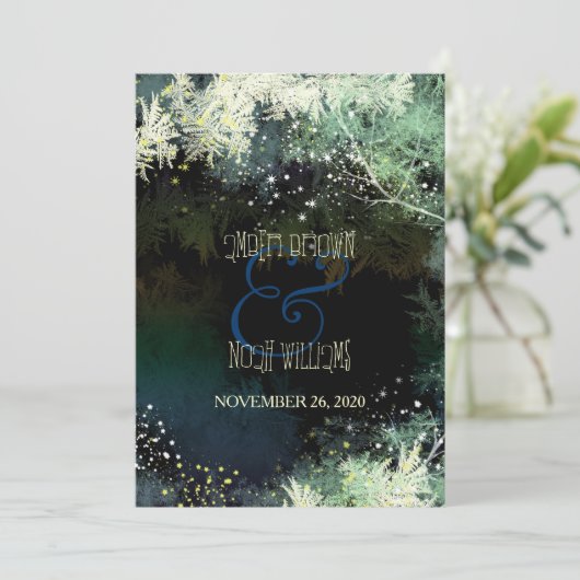 Wald-Glitzer Angesagte Märchenalm Einladung (Stehend Vorderseite)