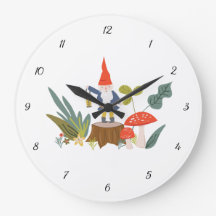 Wald-Gnome und Mushroom-Wall-Uhr