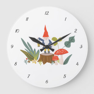 Wald-Gnome und Mushroom-Wall-Uhr Große Wanduhr