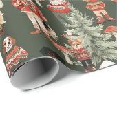 Wald Grüner Hund Weihnachten Geschenkpapier (Rolleneckpunkt)