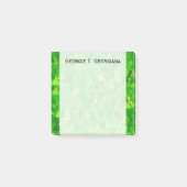 "Wald" grünes Dreieck Muster + Name Post-it Klebezettel (Vorderseite)