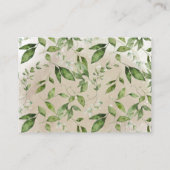 Wald-Grünpflanzen Baby-Duschspiel Begleitkarte (Rückseite)