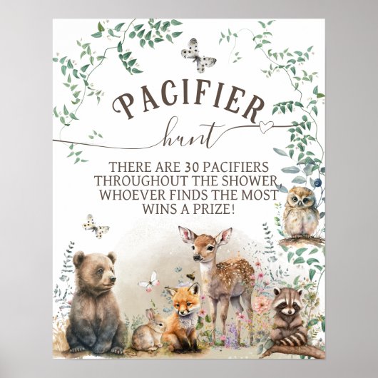 Wald-Grünpflanzen Baby-Duschspiel Poster (Vorne)