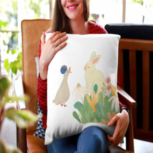 Wald-Häschen- und Vogel-Kissen   Whimsical Nu Kissen