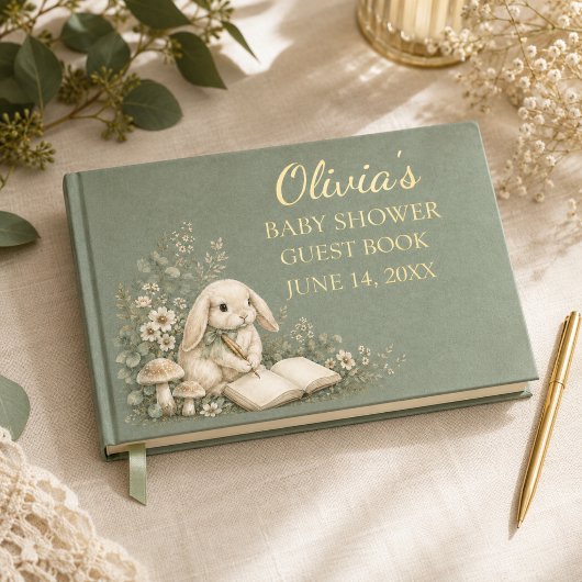 Wald-Hasen-Sage-Baby-Shower-Gästebuch Gästebuch