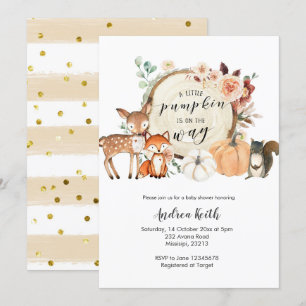 Wald Herbst-Kürbis verbranntes Orange Baby Shower Einladung