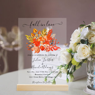 Wald Herbst Pilz Wildblumen Hochzeit Acryleinladungen