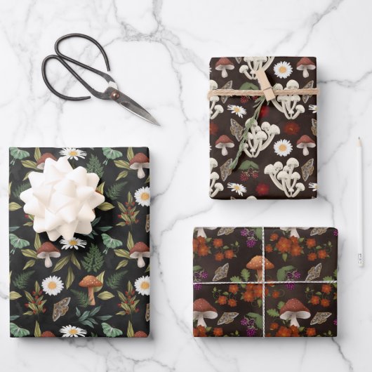 Wald-Herbst-Pilze & Schmetterlinge Geschenkpapier Set (Vorderseite)