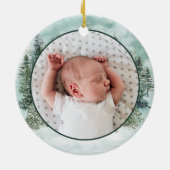 Wald Hirsche Erstes Weihnachtsfest Foto Keramik Ornament (Hinten)