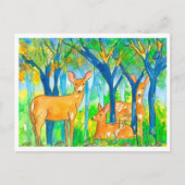 Wald Hirsche Herbstlandschaft Postkarte (Vorderseite)