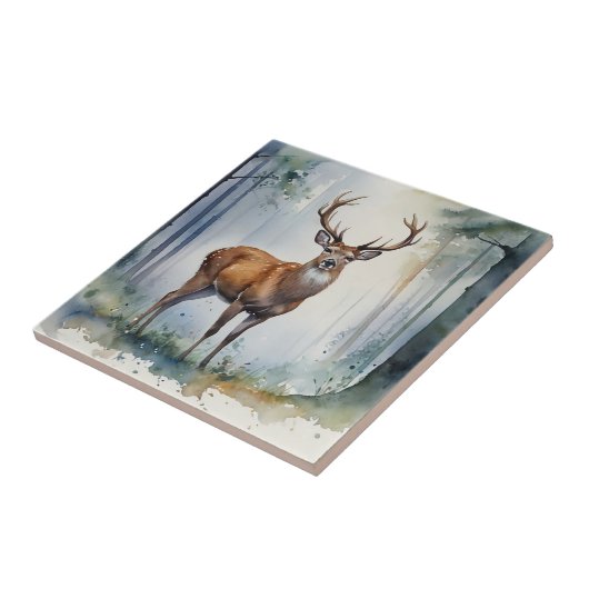 Wald Hirsche Keramik Tile Fliese (Seite)