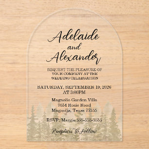 Wald Hochzeit Grün Acryleinladungen