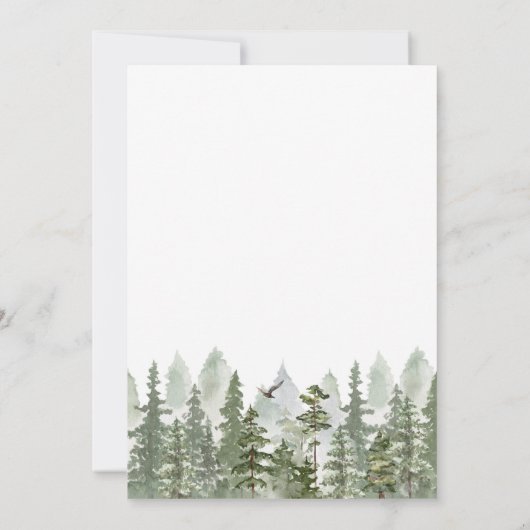 Wald Hochzeit Grün Einladung (Rückseite)