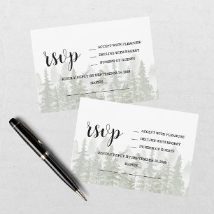 Wald Hochzeit Grün RSVP Karte