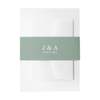 Wald Hochzeit rustikal Personalisiert Solid Green Einladungsbanderole
