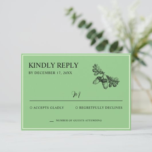 Wald Hochzeit Wasserfarbe Rustikaler Wald RSVP Karte (Stehend Vorderseite)