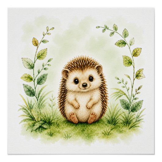 Wald-Igel-Wandkunst Naturposter Poster (Vorderseite)