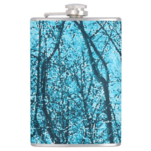 Wald in Azurblau Flachmann (Vorderseite)