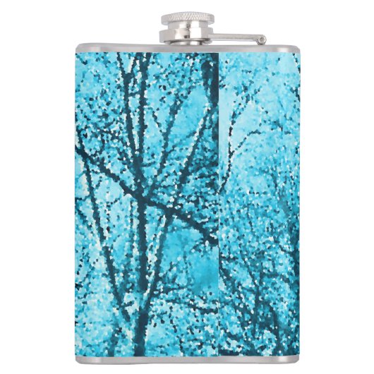 Wald in Azurblau Flachmann (Rückseite)