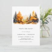 Wald in Herbstfarben minimalistisch Save The Date (Stehend Vorderseite)