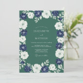Wald Indigo-Blüten-Hochzeit Einladung (Stehend Vorderseite)