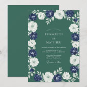 Wald Indigo-Blüten-Hochzeit Einladung (Vorne/Hinten)