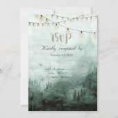 Wald, Kiefernbäume, String-Lights Grüne UAWG Einladung (Vorderseite)