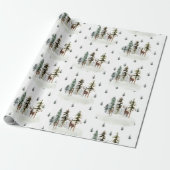 Wald-Kiefernwald-Rentierpapier Geschenkpapier (Ungerollt)