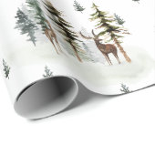 Wald-Kiefernwald-Rentierpapier Geschenkpapier (Rolleneckpunkt)