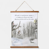 Wald Lakehouse Wasserfarbe Fakultativ Farbe Wandteppich Mit Holzrahmen (Vorderseite)