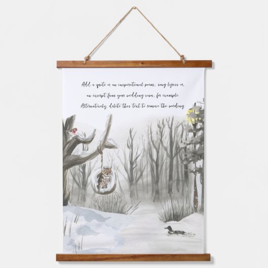 Wald Lakehouse Wasserfarbe Fakultativ Farbe Wandteppich Mit Holzrahmen (Vorderseite)