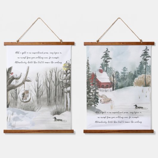 Wald Lakehouse Wasserfarbe Fakultativ Farbe Wandteppich Mit Holzrahmen (Doppelt)