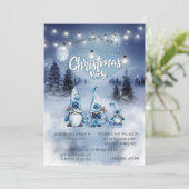 Wald, Landschaft, Lichter, Gnome Weihnachts-Party Einladung (Stehend Vorderseite)