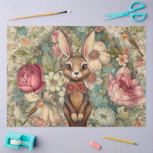 Wald Langweilige Kaninchen & Cotattecore Florals Seidenpapier (Basteln)