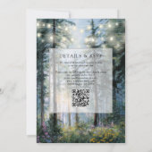 Wald-Lichterkette Blumen QR-Code Hochzeit Einladung (Rückseite)