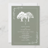 Wald-Lichterkette Monogramm Salbeigrün Hochzeit Einladung (Vorderseite)