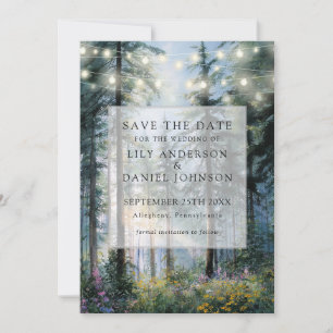 Wald-Lichterkette Wildblumen Florale Hochzeit Save The Date