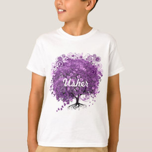 Wald-Lila-Herz-Blatt-Baum-Hochzeit T-Shirt