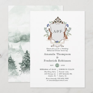 Wald-Lorbeer-Wappen-Monogramm-Probeessen Einladung