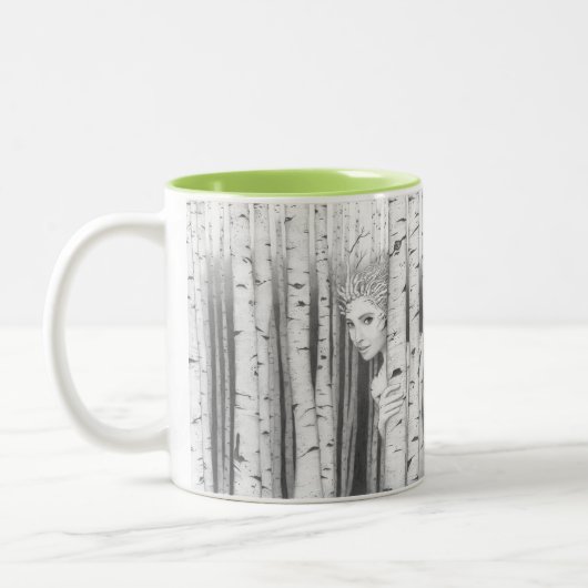 Wald Mädchen "Saltus Puella" glücklicher Zweifarbige Tasse (Links)