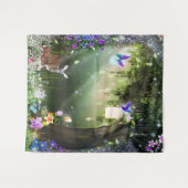 Wald Magische Blume Hirsch & Bunny Tape Wandteppich (Vorderseite (Horizontal))