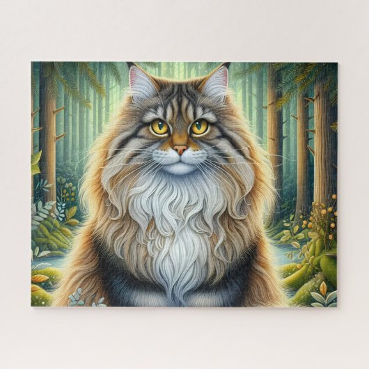 Wald Maine Coon Katze Puzzle (Horizontal)