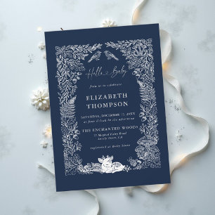 Wald-Märchenbuch Winterwald Navy Baby Shower Einladung