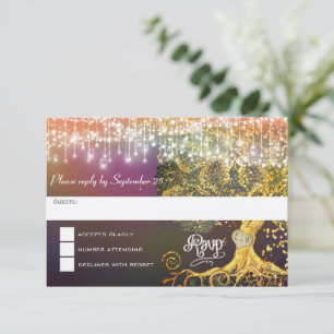 Wald-Mason-Glas-Feengeschichte Lila und Gold Hochz RSVP Karte