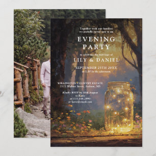 Wald-Mason-Glas-Hochzeitsabend-Party-Foto Einladung